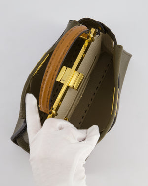 Fendi Khaki and Brown Leather Small Peekaboo Bag with Gold Hardware