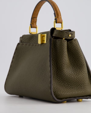 Fendi Khaki and Brown Leather Small Peekaboo Bag with Gold Hardware
