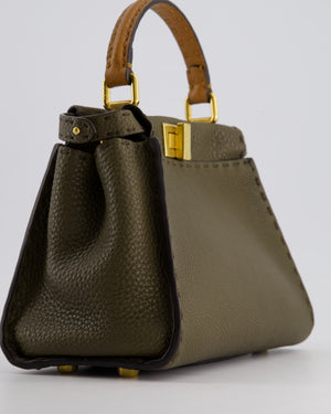 Fendi Khaki and Brown Leather Small Peekaboo Bag with Gold Hardware