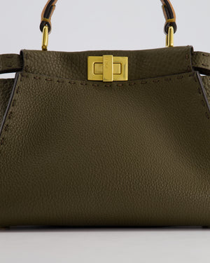 Fendi Khaki and Brown Leather Small Peekaboo Bag with Gold Hardware