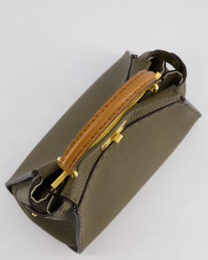 Fendi Khaki and Brown Leather Small Peekaboo Bag with Gold Hardware