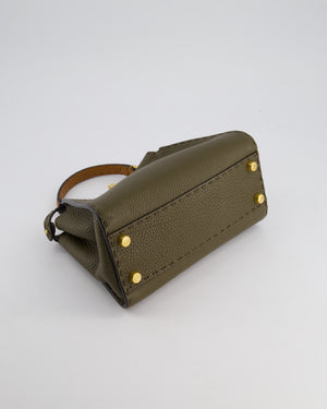 Fendi Khaki and Brown Leather Small Peekaboo Bag with Gold Hardware