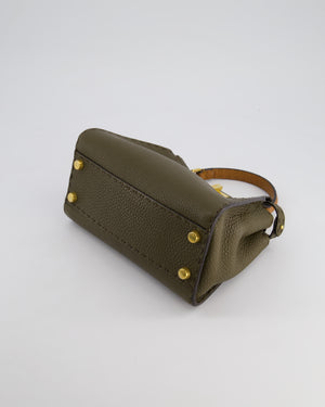 Fendi Khaki and Brown Leather Small Peekaboo Bag with Gold Hardware