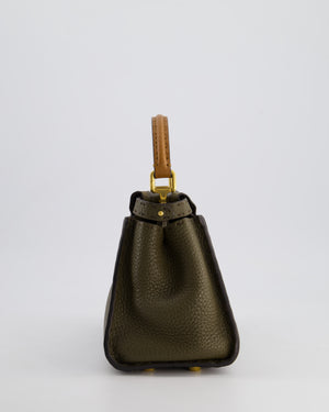 Fendi Khaki and Brown Leather Small Peekaboo Bag with Gold Hardware