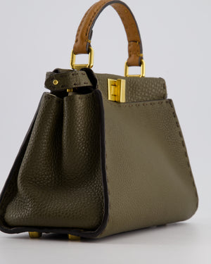 Fendi Khaki and Brown Leather Small Peekaboo Bag with Gold Hardware