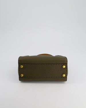Fendi Khaki and Brown Leather Small Peekaboo Bag with Gold Hardware