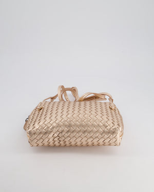 Bottega Veneta Metallic Rose Gold Intrecciato Leather Cross-Body Bag with Ruthenium Hardware