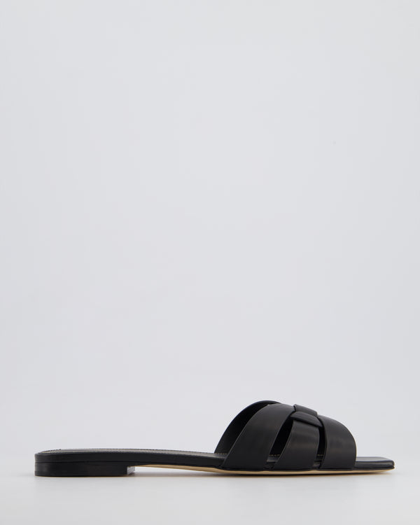 Saint Laurent Black Tribute Sandals in Calfskin Leather Size EU 39.5 RRP £615