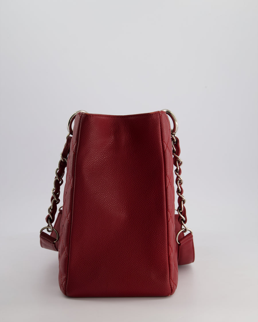 Chanel Red Grand Shopper Tote GST Bag in Caviar Leather with Silver Hardware