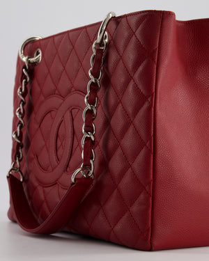 Chanel Red Grand Shopper Tote GST Bag in Caviar Leather with Silver Hardware