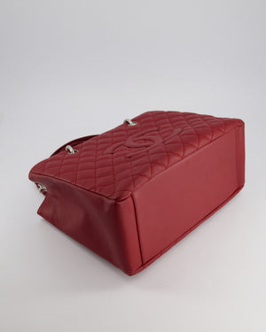 Chanel Red Grand Shopper Tote GST Bag in Caviar Leather with Silver Hardware