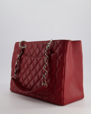Chanel Red Grand Shopper Tote GST Bag in Caviar Leather with Silver Hardware