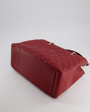 Chanel Red Grand Shopper Tote GST Bag in Caviar Leather with Silver Hardware