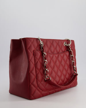 Chanel Red Grand Shopper Tote GST Bag in Caviar Leather with Silver Hardware