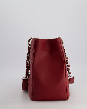 Chanel Red Grand Shopper Tote GST Bag in Caviar Leather with Silver Hardware
