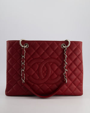 Chanel Red Grand Shopper Tote GST Bag in Caviar Leather with Silver Hardware