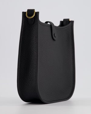 Hermès Mini Evelyne 16 Bag in Noir Clemence Leather with Gold Hardware