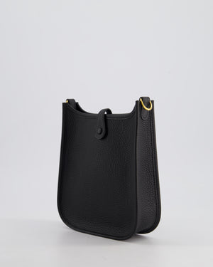 Hermès Mini Evelyne 16 Bag in Noir Clemence Leather with Gold Hardware