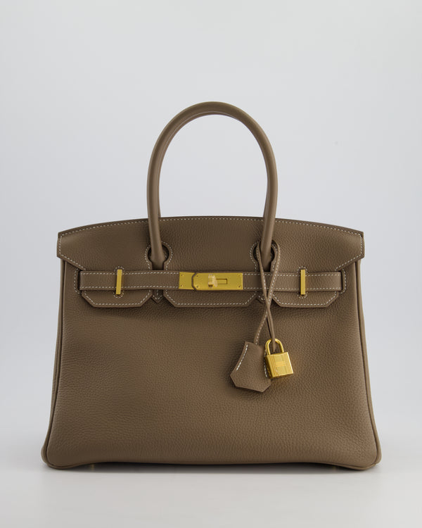 *HOT* Hermès Birkin 30cm in Etoupe Togo Leather with Gold Hardware