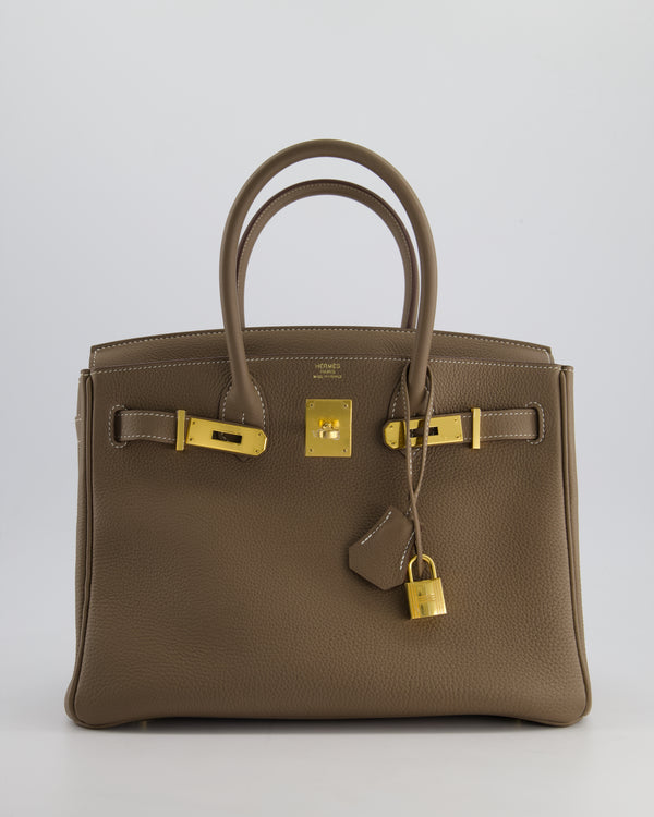 *HOT* Hermès Birkin 30cm in Etoupe Togo Leather with Gold Hardware