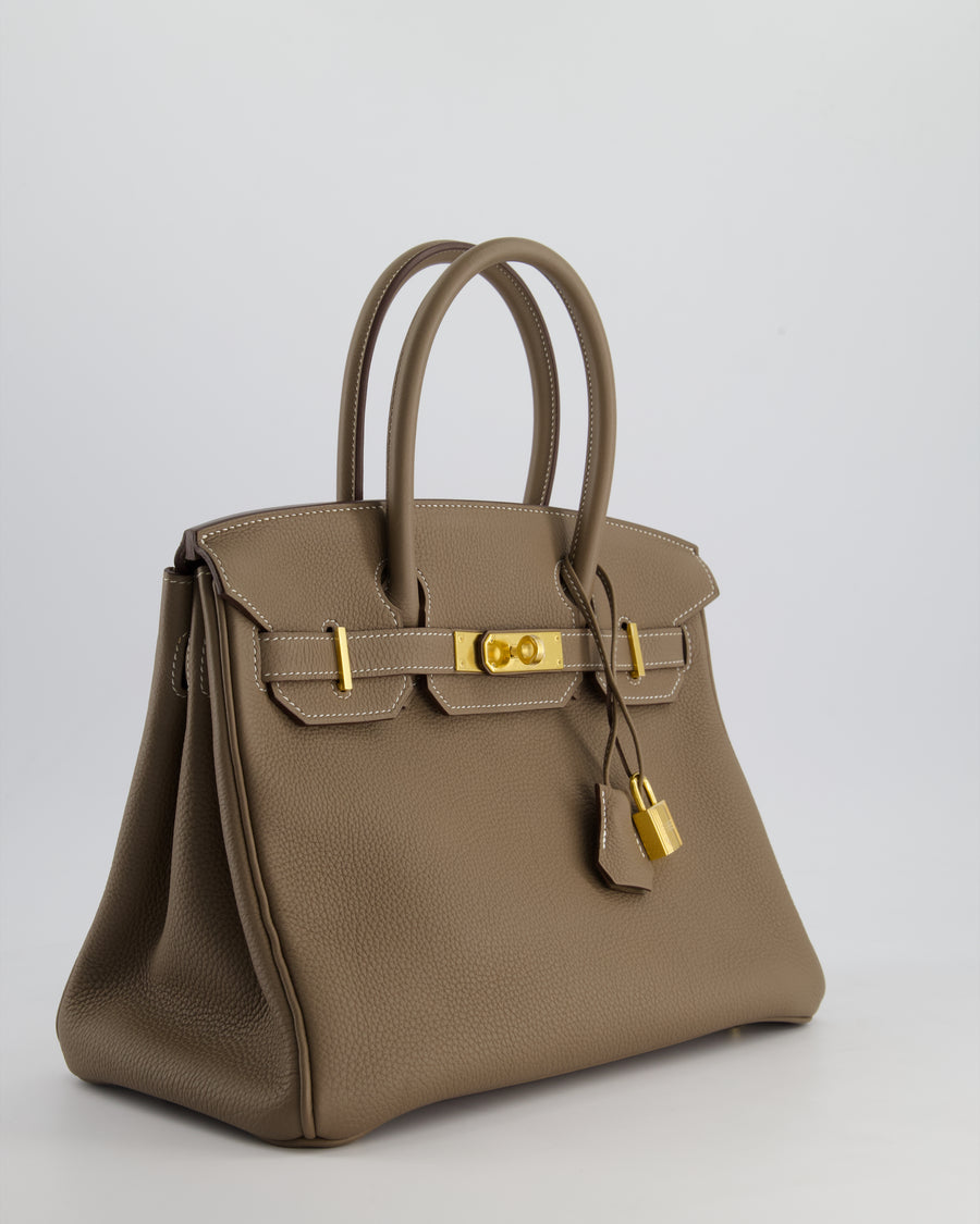 *HOT* Hermès Birkin 30cm in Etoupe Togo Leather with Gold Hardware