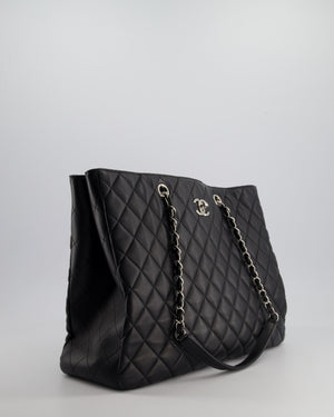 Chanel Black Shopper Tote Bag in Lambskin Leather with Silver Hardware