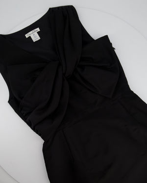 Oscar De La Renta Black Silk Sleeveless Mini Dress With Bow Detail Size US 8 (UK 12)