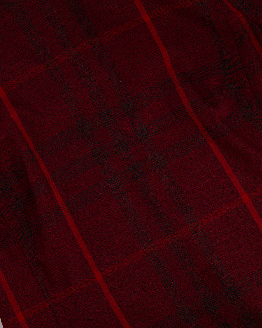 Burberry Brit Burgundy Plaid Mini T-Shirt Dress With Pocket Detail Size UK 14