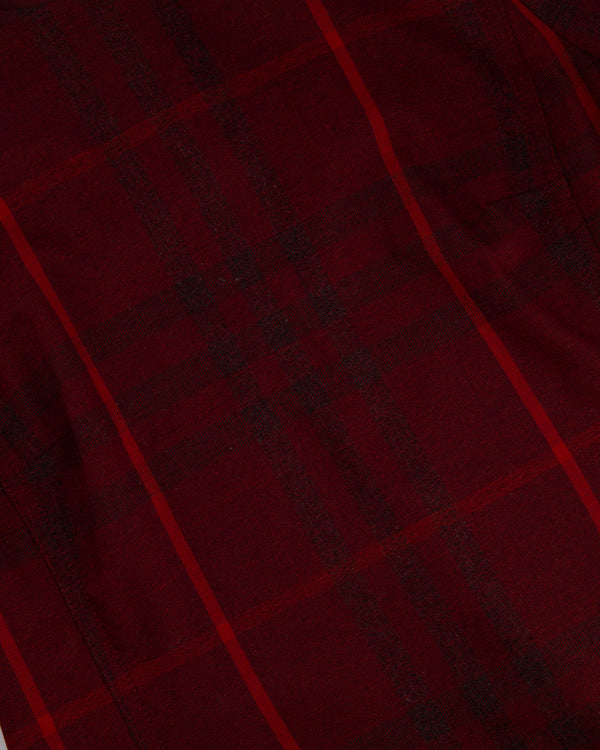 Burberry Brit Burgundy Plaid Mini T-Shirt Dress With Pocket Detail Size UK 14