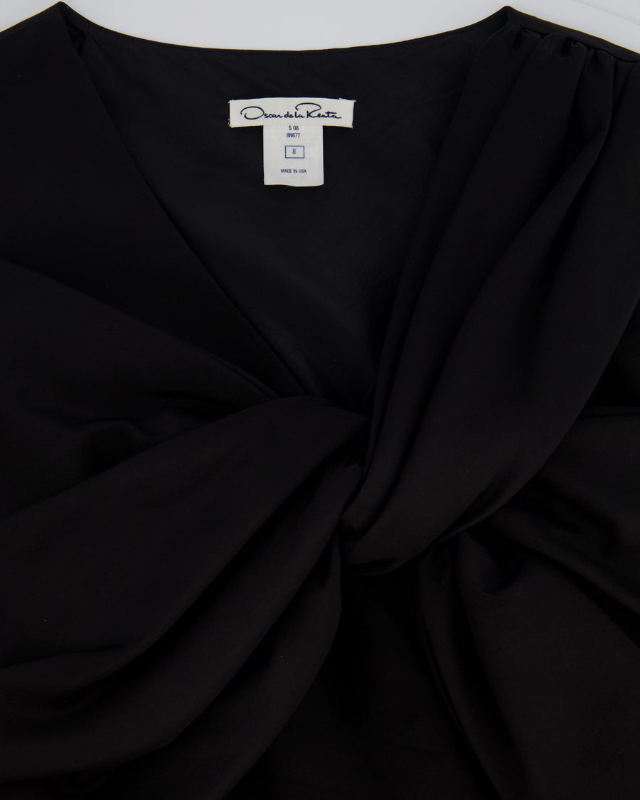 Oscar De La Renta Black Silk Sleeveless Mini Dress With Bow Detail Size US 8 (UK 12)