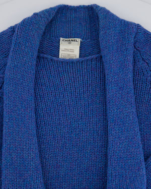 Chanel Blue Wool Jumper With Scarf Tie and Sparkle Detail Size FR 38 (UK 10)