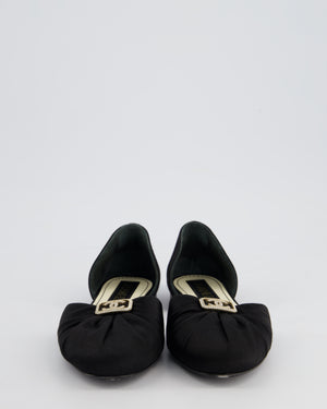 Chanel Black 23C D'Orsay Flats in Satin with CC Crystal Logo Detail Size EU 39
