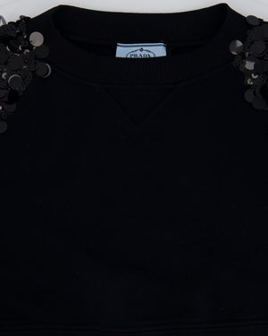 Prada Black Cotton Shorts and Crop Top Set With Sequin Embellishment Detail Size Small (UK 8)