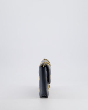 Christian Dior Grey/Blue Dioraddict Studded Flap Bag with Gold Hardware
