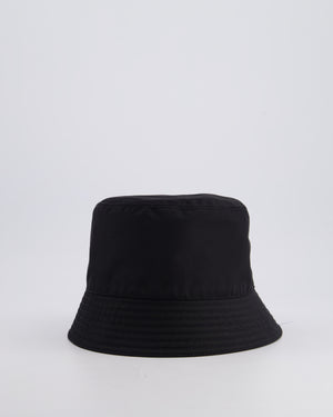 Prada Black Re-Nylon Bucket Hat with Silver Logo Size S