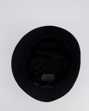 Prada Black Re-Nylon Bucket Hat with Silver Logo Size S