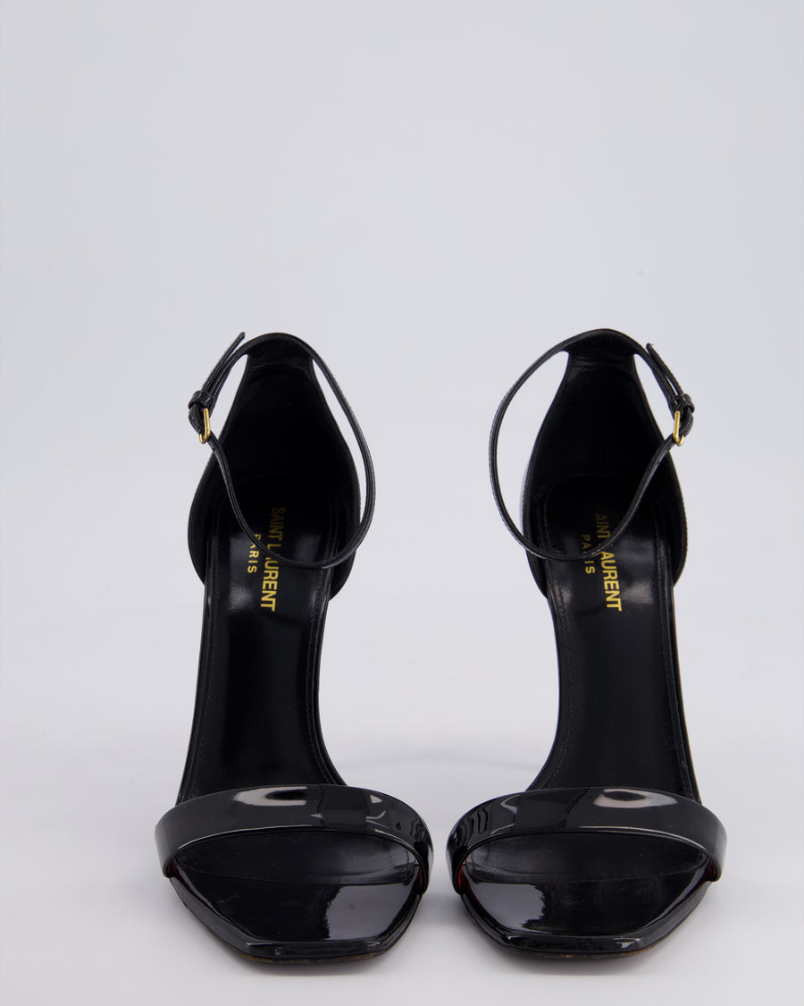 Saint Laurent Patent Black High Heel Simple Strap Size EU 40