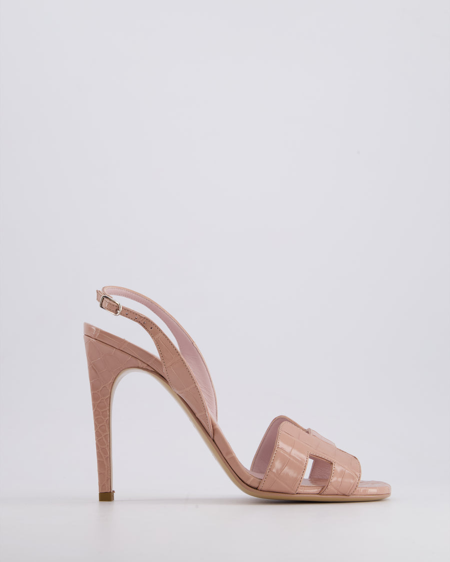 Hermès Nude Shiny Alligator Leather Joy 105 Sandals Size EU 40.5