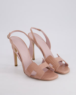 Hermès Nude Shiny Alligator Leather Joy 105 Sandals Size EU 40.5