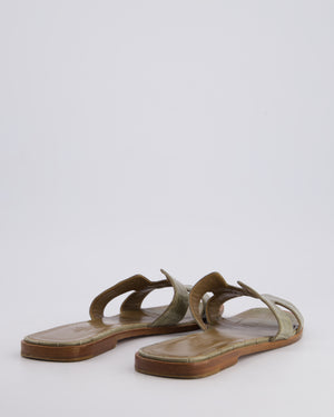Hermès in Vert Verone Shiny Alligator Oran Sandals Size EU 40