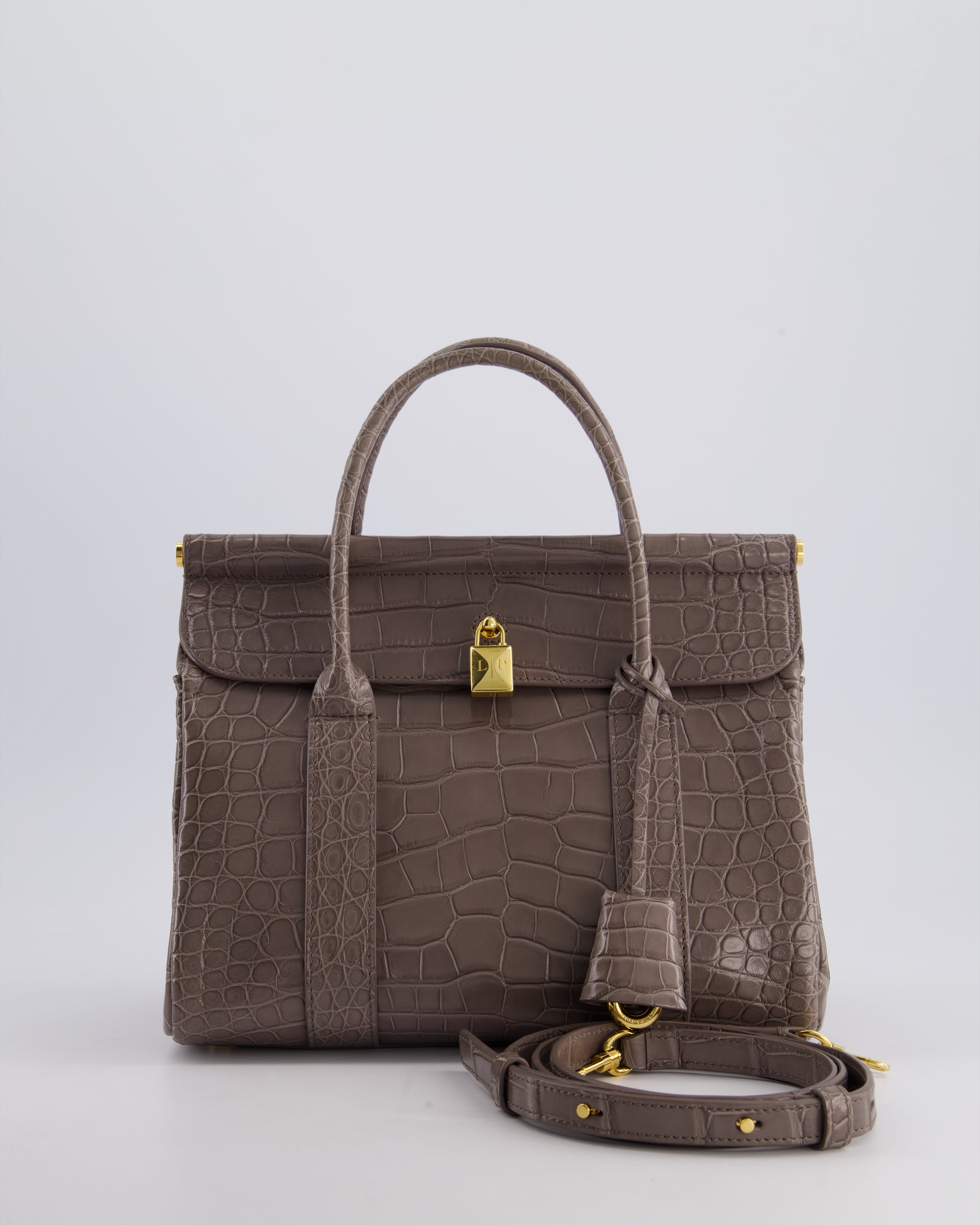 HOT* Loro Piana Puddle Grey Loom 25 Bag in Alligator Leather