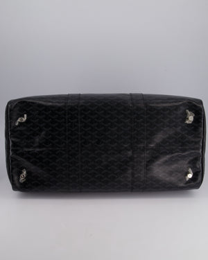 Goyard Black Travel 55 Tote Bag in Coated Monogram Canvas with Silver Hardware