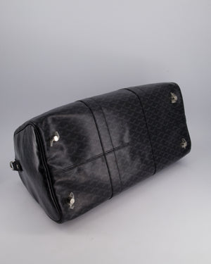 Goyard Black Travel 55 Tote Bag in Coated Monogram Canvas with Silver Hardware