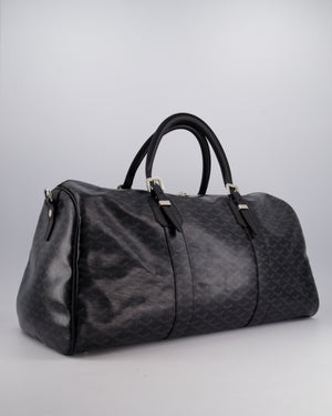 Goyard Black Travel 55 Tote Bag in Coated Monogram Canvas with Silver Hardware