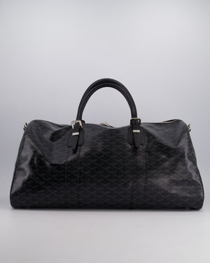 Goyard Black Travel 55 Tote Bag in Coated Monogram Canvas with Silver Hardware