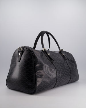 Goyard Black Travel 55 Tote Bag in Coated Monogram Canvas with Silver Hardware