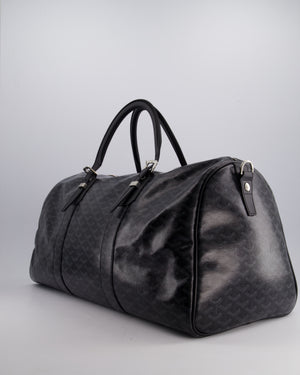 Goyard Black Travel 55 Tote Bag in Coated Monogram Canvas with Silver Hardware