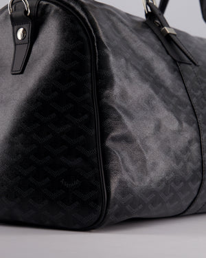 Goyard Black Travel 55 Tote Bag in Coated Monogram Canvas with Silver Hardware