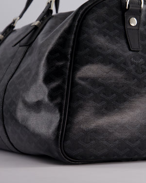 Goyard Black Travel 55 Tote Bag in Coated Monogram Canvas with Silver Hardware