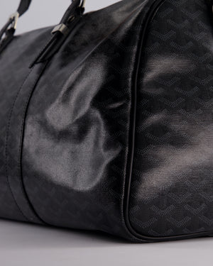 Goyard Black Travel 55 Tote Bag in Coated Monogram Canvas with Silver Hardware